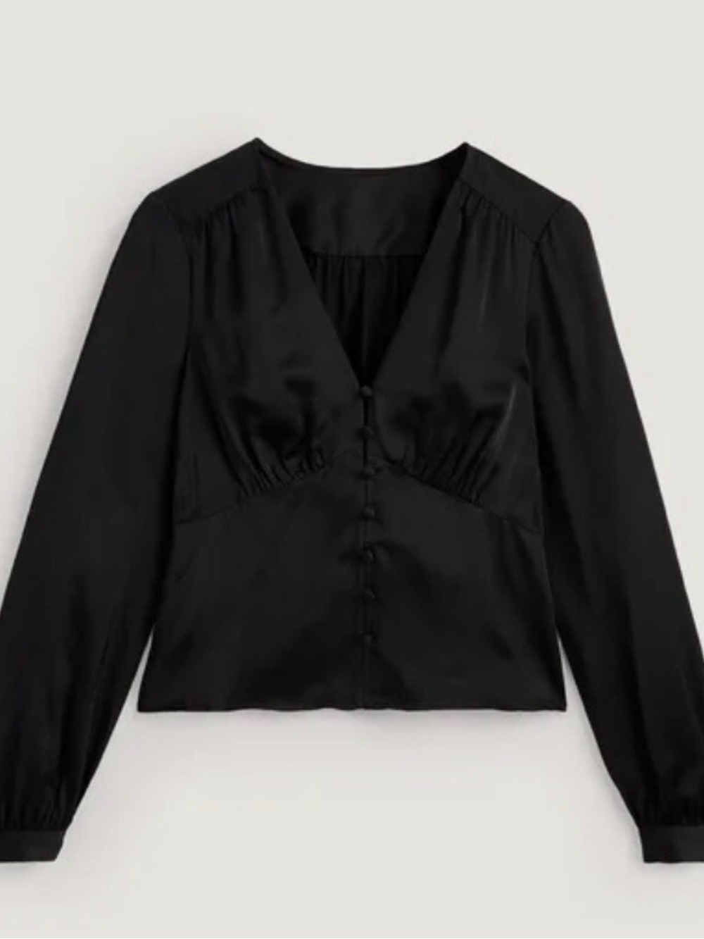 Boden Black Button-Front V-Neck Blouse